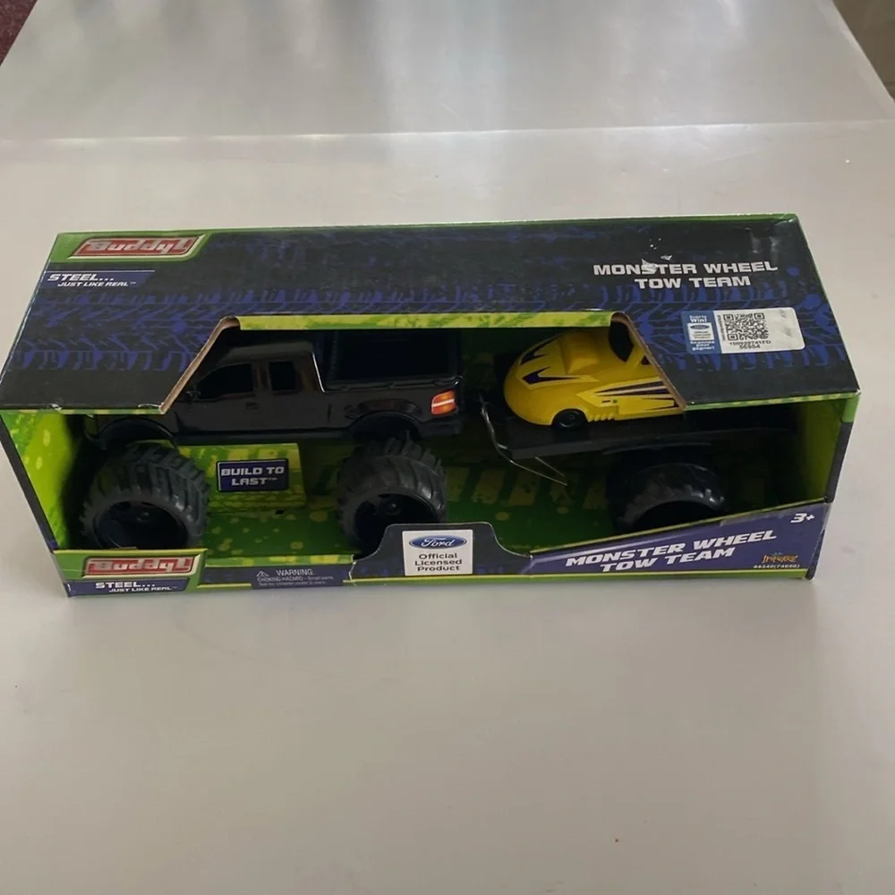 Buddy L Ford Monster Wheel Tow Team Toy - Black and Yellow NWOT